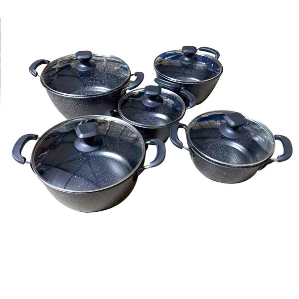 10-Piece Non-Stick Cookware Set, Granite Non-Stick Sauce Pan