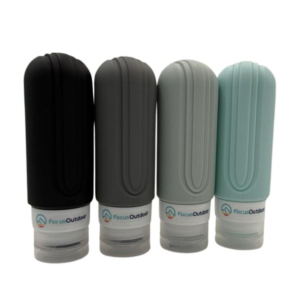 FocusOutdoor 4 Pack Leakproof Silicone Travel Bottles for Liquids