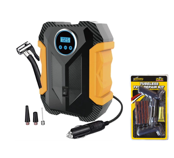 12v DC Air Compressor for Car Tyres Digital Inflator with Emergency Light
