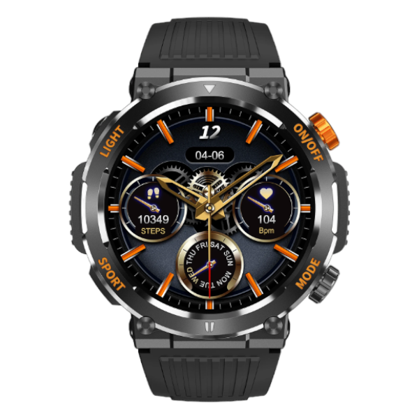 IP67 Waterproof 1.46 Inch Smart Watch With Built In LED Flashlight - Black