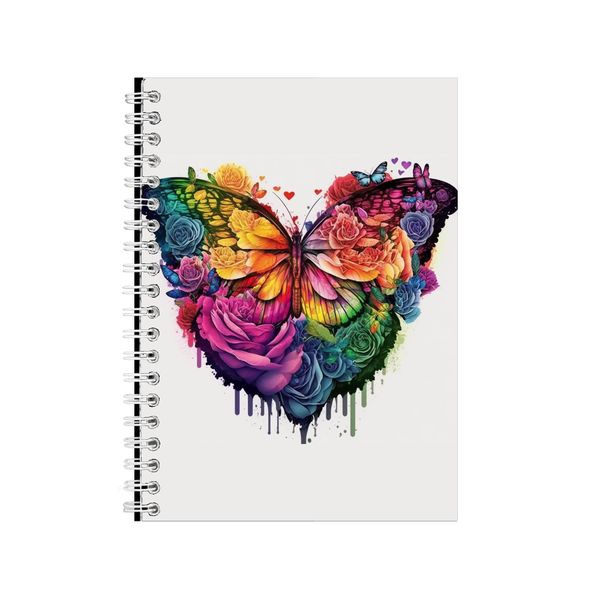 Butterfly Watercolor Heart Notebook Animal Gift Idea Notepad Pad 117