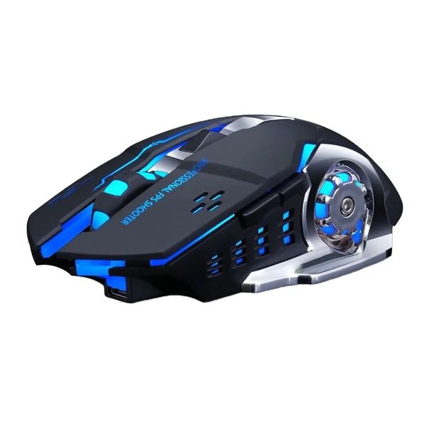 LED Wireless Charging Gaming Mouse with 6 Programmable Buttons Q13B blue