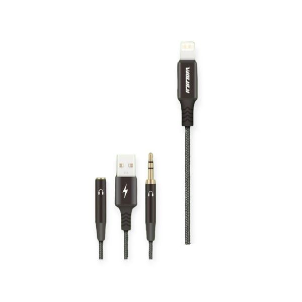Lightning Pin to 3.5mm Male And Female + Male USB-BT