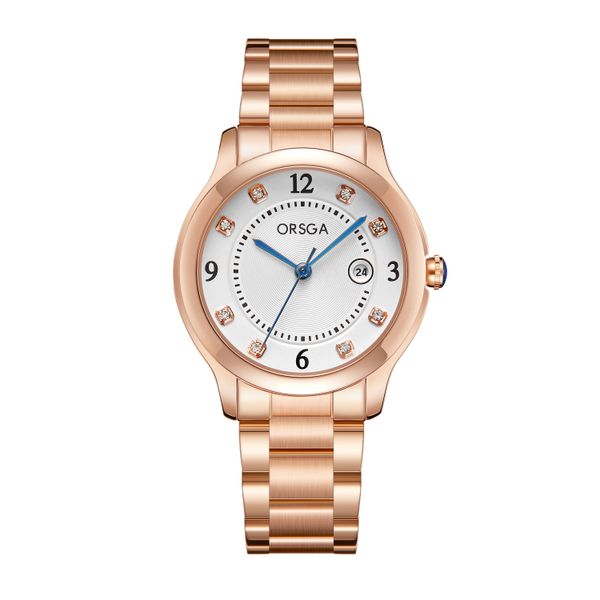ORSGA Fashion Luxury Women's Watch with Diamond Inlaid Calendar Waterproof