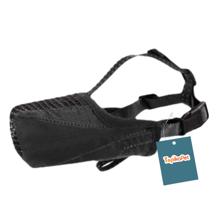 TopikaPet - Breathable Dog Muzzle, Soft Mesh, Adjustable, Anti-Biting Image