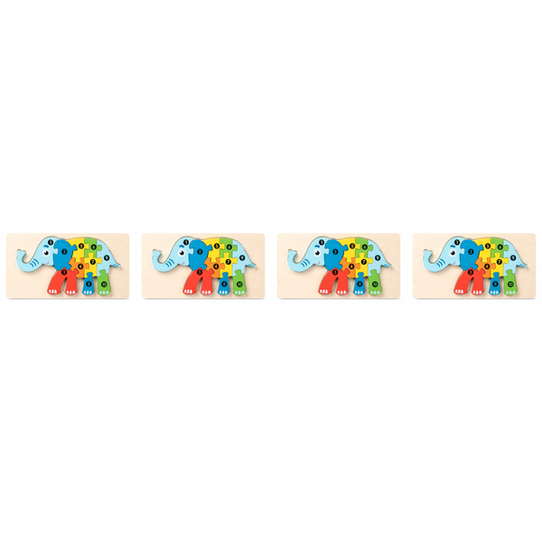 4 Pack - Educational Elephant Building Blocks - Multicolour