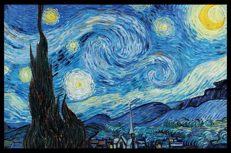 Vincent Van Gogh (Starry Night) Poster with Black Frame