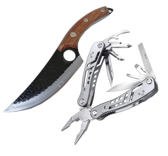 Heavy Duty Outdoor Forged Knife &amp; 24 in 1 Multi-Tool Tactical Set - 2 Piece