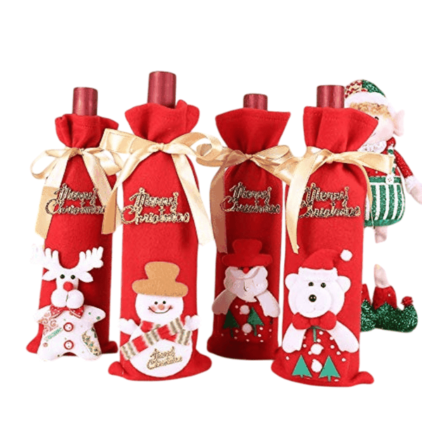 Christmas Table Wine Bottle Cover Decorations- 4 Pack