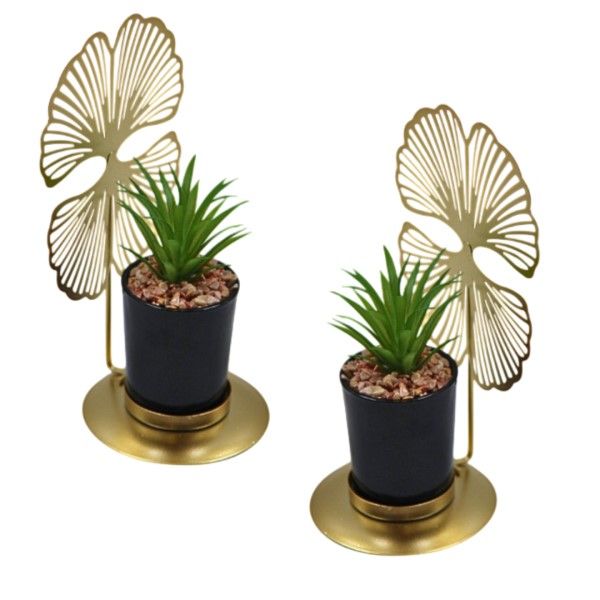 Nordic Ginkgo Gold Leaf Plant Decor Duo