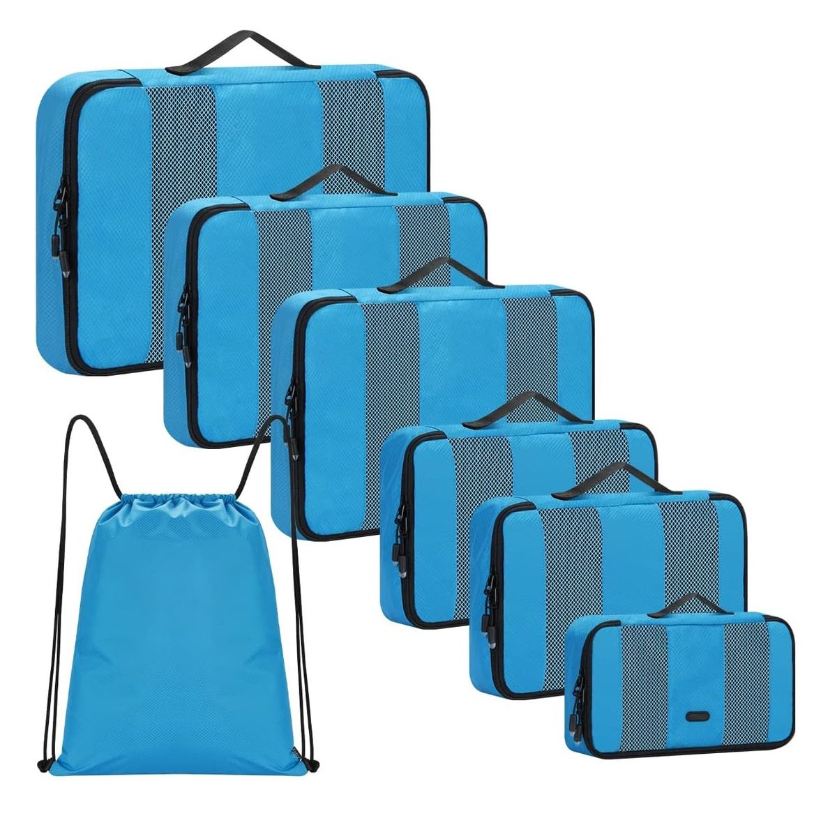 7 Piece Ryaco Suitcase Packing Organiser Set - Blue