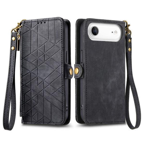Flip Phone Cases Compatible With iPhone17 Air Leather Cover Geometric Coque
