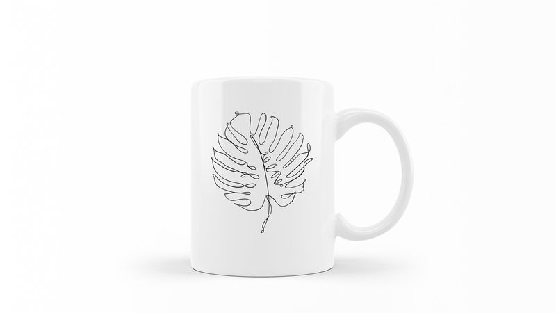 Designer Line Art Coffee Mug - Abstract Leaf 11