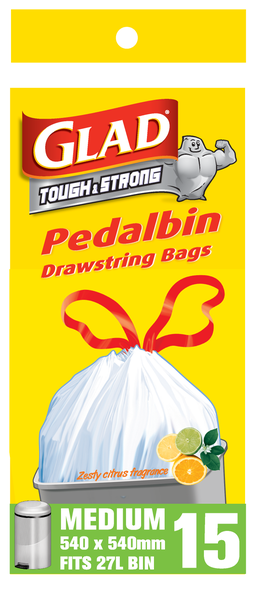 GLAD Pedalbin Drawstring Bags Medium 15's