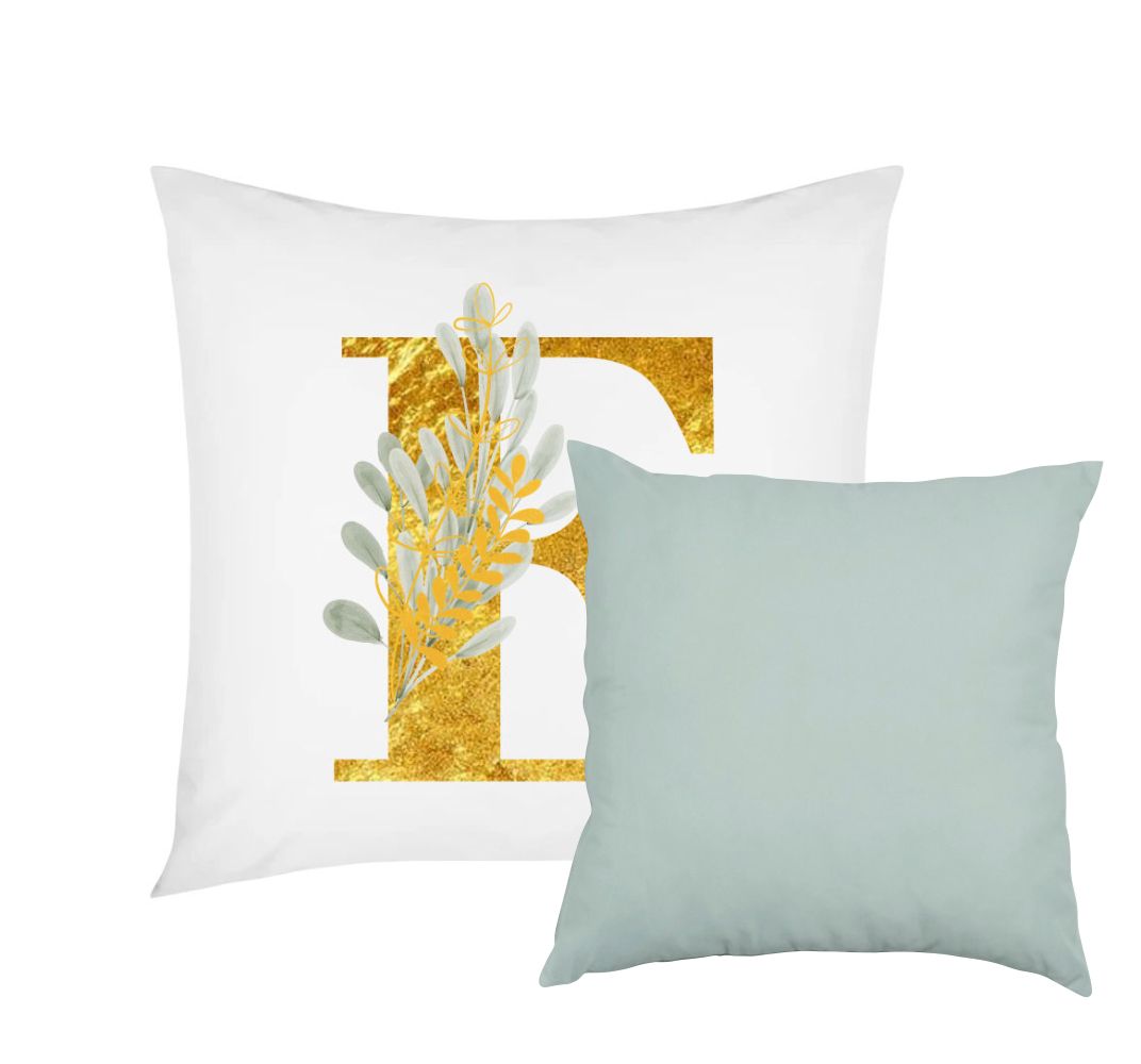 Pandok Scatter Cushion Cover Set with Inners Gold Floral Letter E