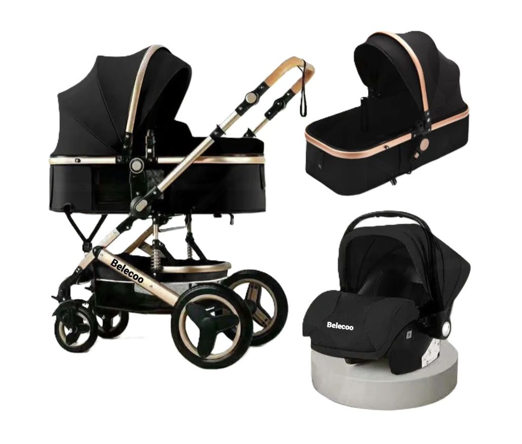 Baby Stroller 3-in-1 Portable Baby Carriage 530s Black