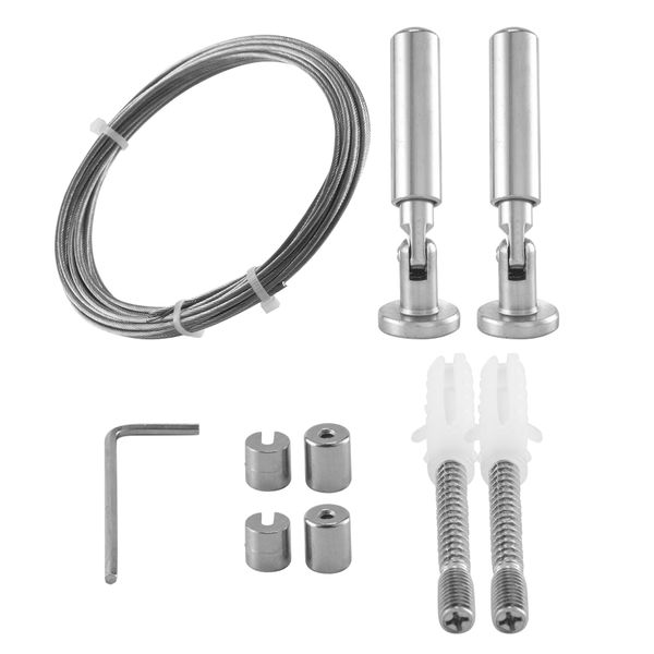 Wall Mount Curtain Wire Rod Set for Art Display - Stainless Steel Photo Han