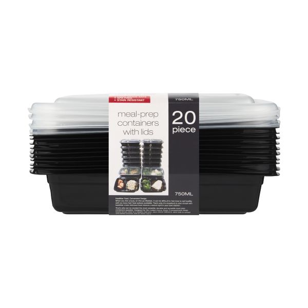 O2 Store 20-Piece Meal Prep 2 Section Containers