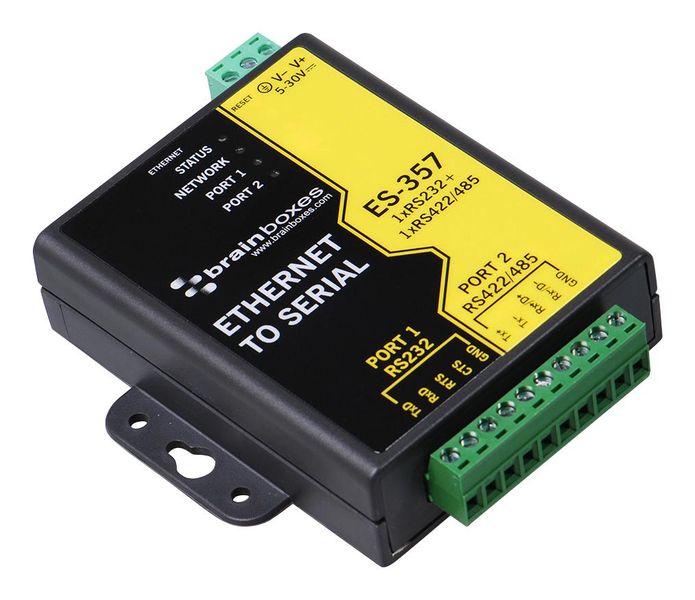 Brainboxes (ES-357) Adapter, 10/100 RJ45 Ethernet to RS232 and RS422