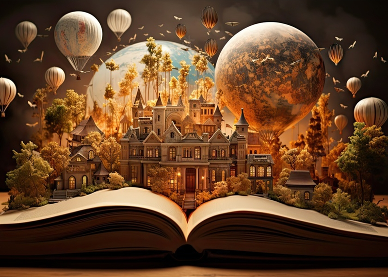 Wall Art Canvas - Fantasy World Inside of a Book