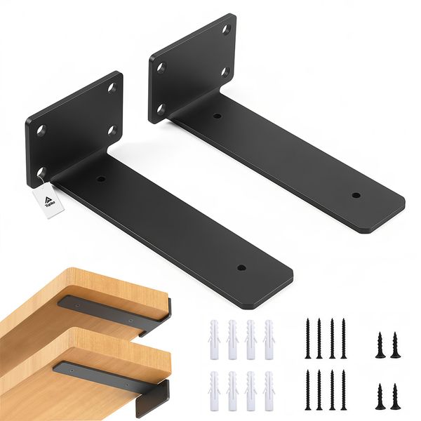 Topika Floating Shelf Bracket Heavy Duty Metal L Brackets for Shelf Support