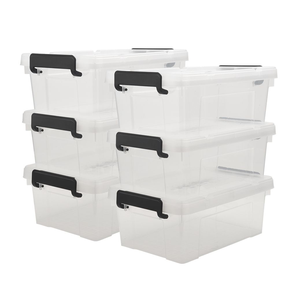 Maisonware Plastic Storage Bin Totes With Lids - Set of 6