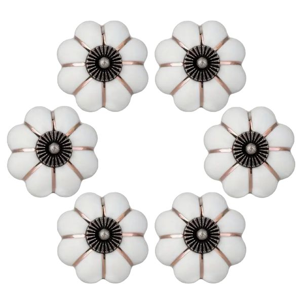 Decor Polished Metal Finish Ceramic Pumpkin Cabinet Knobs 6 Piece - 4cm