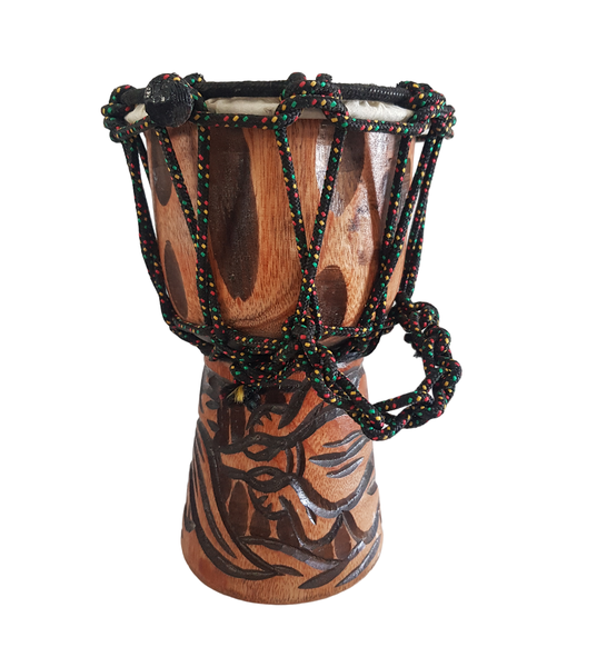 Mini Djembe Hand Drum Deep Carving - Gecko 20cm