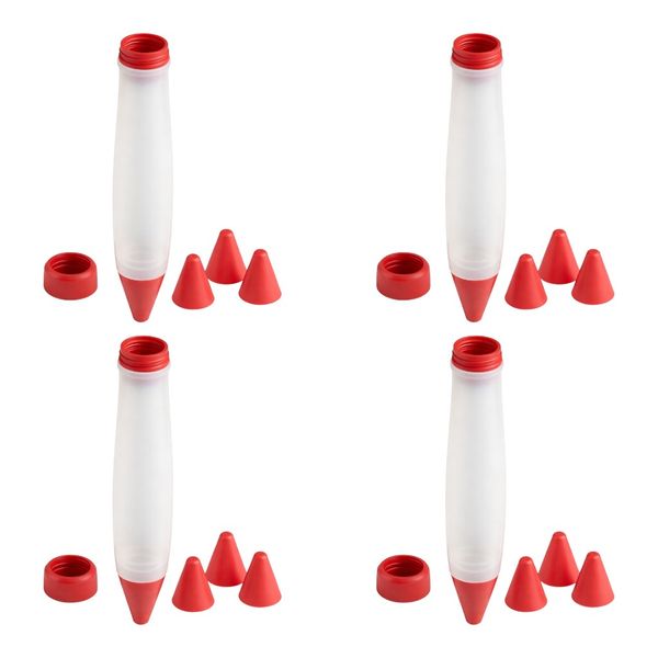 4 Pack - Cake Decorating Piping Pen With Nozzles - Red