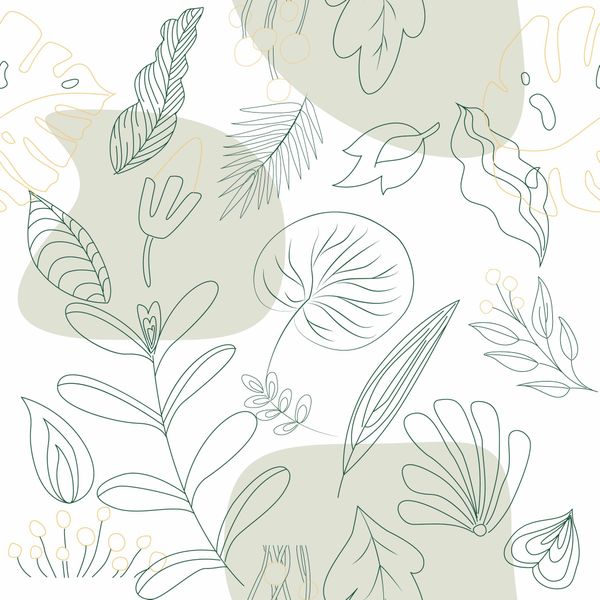 Stickcool Line Art Floral Leaves Peel &amp; stick vinyl wallpaper Gift warpping