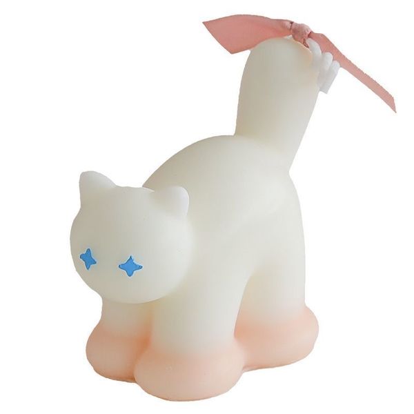Aromatic Candle in the Shape of a Kitten with Its Tail Curled Up