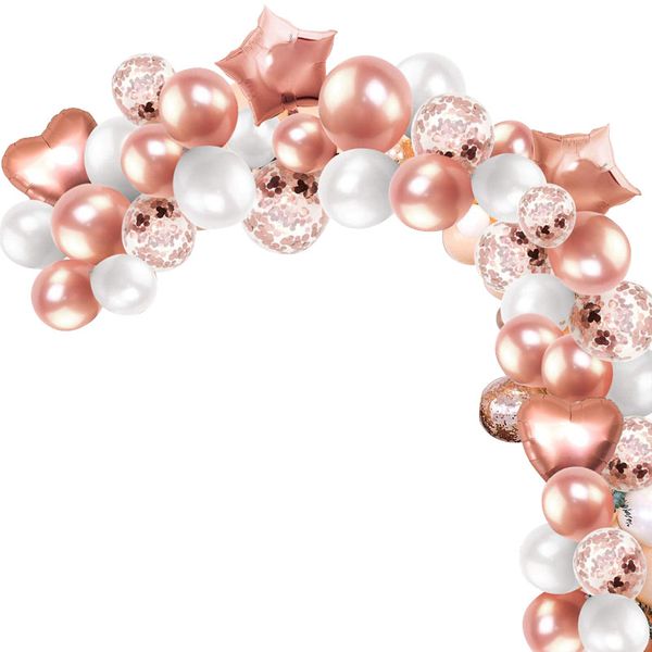Birthday Party Baby Shower DIY Rose Gold Balloon Arch Kit - Hearts &amp; Stars