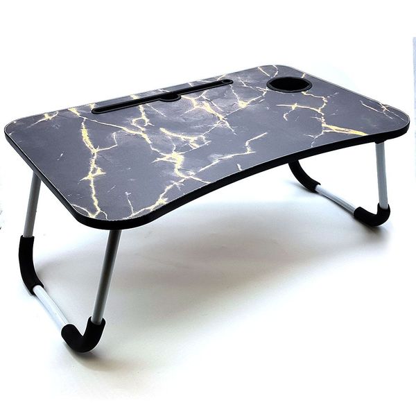 Black Portable Marble Laptop Table