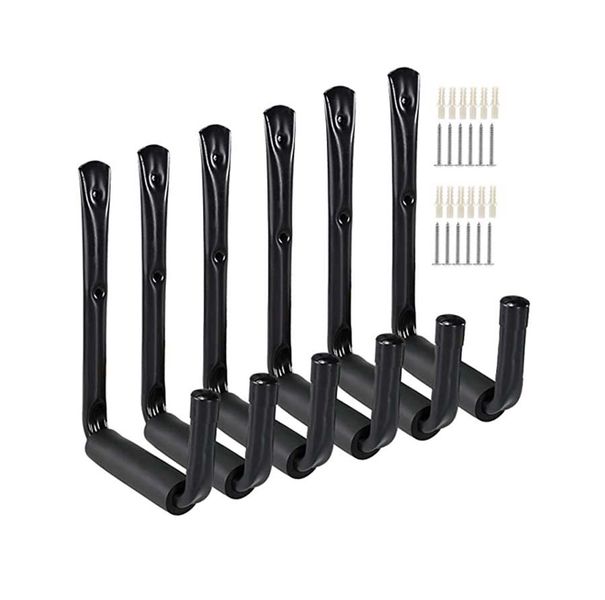6 Pack Heavy Duty Garage Hooks Universal Wall Mounted Storage Hangers
