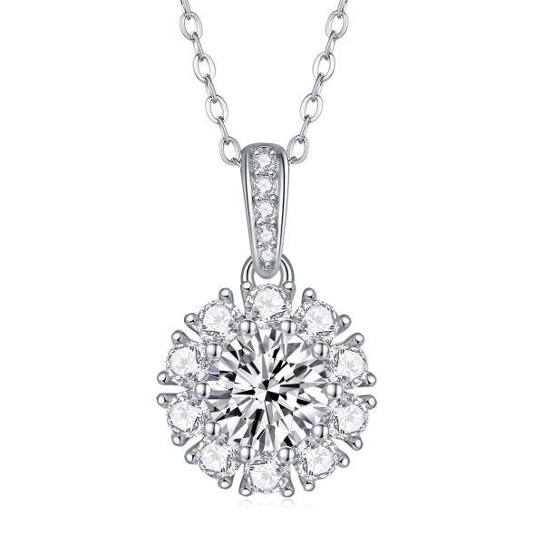 S925 Silver Moissanite "Bloom" Floral Pendant Necklace - New Arrival
