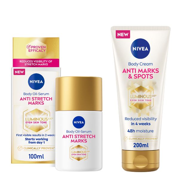 NIVEA LUMINOUS630 Anti Marks Body Bundle: Oil-Serum 100ml + Cream 200ml