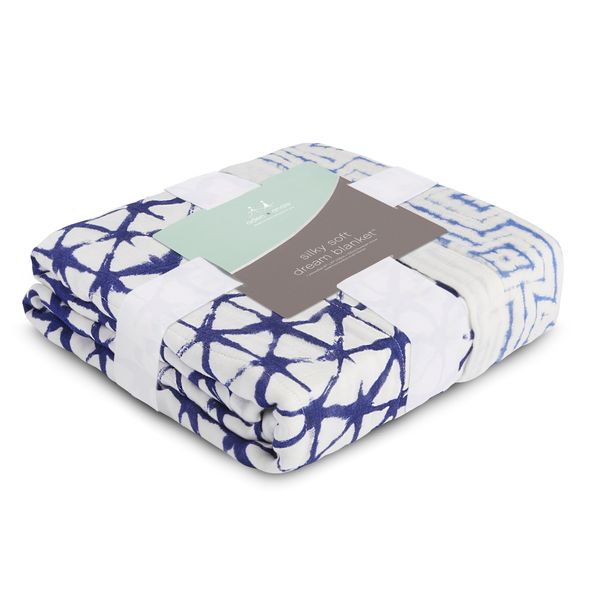 Aden + Anais Silky Soft Bamboo Dream Blanket - Indigo Shibori