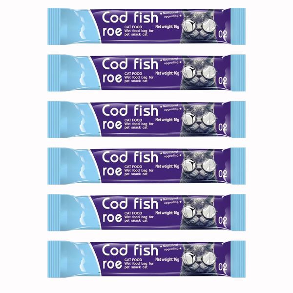 6 Piece Cat Treats Sticks Cat Wet Foods - Cod Fish