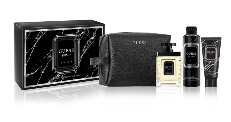 GUESS Uomo 100ml Edt + Showergel 100ml + Body Spray 170g + Pouch