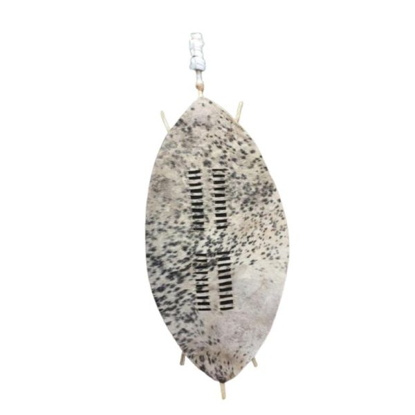 Extra Large Zulu Isihlangu Shield - 145cm - White with Black Speckles