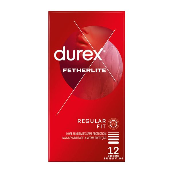 Durex 12s, Thinner Latex Condoms with Lubricant, Fetherlite