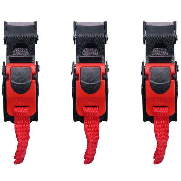 3x Plastic Motorcycle Helmet Speed Clip Chin Strap New Black+Red