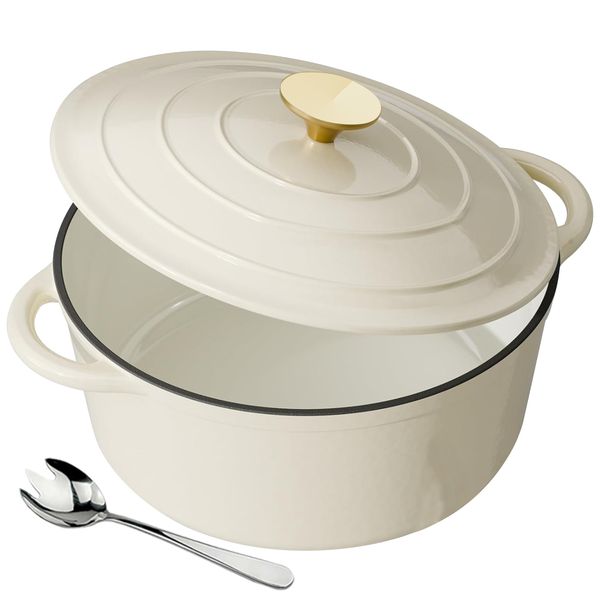 2.7Lt - Enameled Cast Iron Cookware Pot for Braising, Stews, Roasting