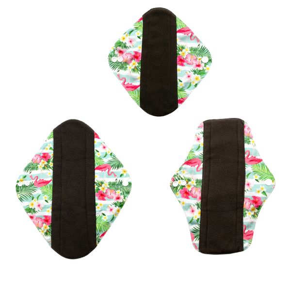 Reusable Bamboo Charcoal Menstrual Pad - Set Of Small Medium &amp; Large