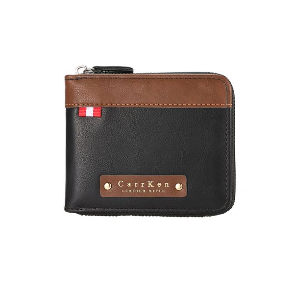 New Men's Simple Retro Casual Zipper Style Large-Capacity PU Wallet
