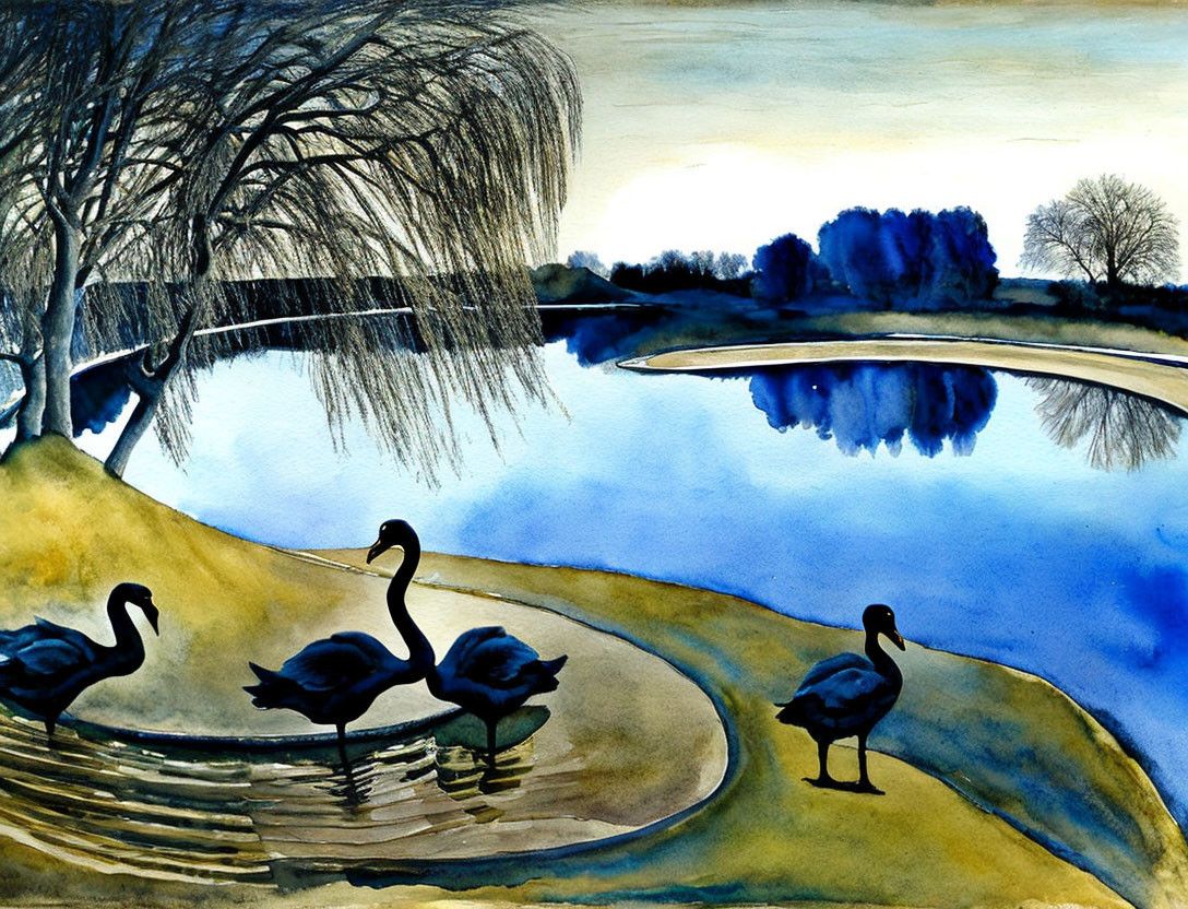 Canvas Wall Art - Black Swans Artwork