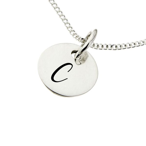 Engraved Initial - Z on 10mm sterling silver disc