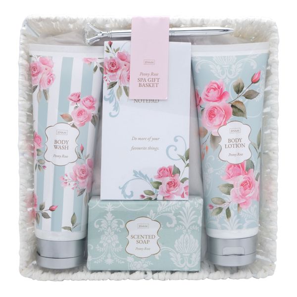 Jenam Peony Rose Spa Gift Basket - Luxury Bath &amp; Body Set