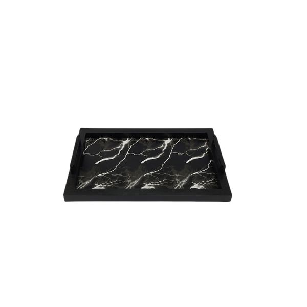 Fancy Plastic Tray - Black and Gold