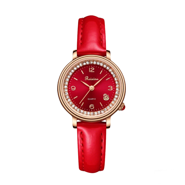 RUIXINE Women'S Watch Vibrant Red With Serpentine Hands, Elegant Design
